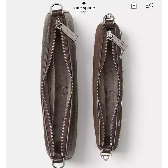 Kate Spade Cbody Duo Suede Studs Hot Fudge Brown Leather Crossbody Bag KM541 - Picture 9 of 10